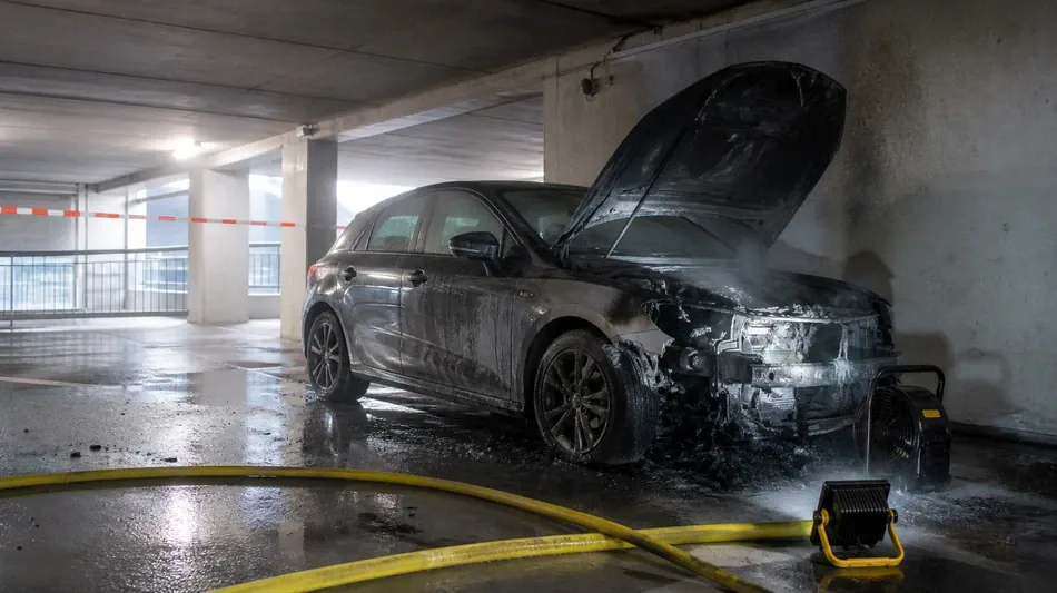 Technischer Defekt l&ouml;ste Parkhausbrand in Karlsruhe aus